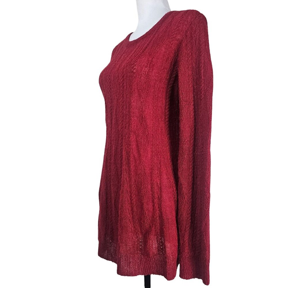 Peruvian‎ Connection Baby Alpaca Cable Knit Tunic Sweater S Red Luxe Lightweight - Picture 2 of 10